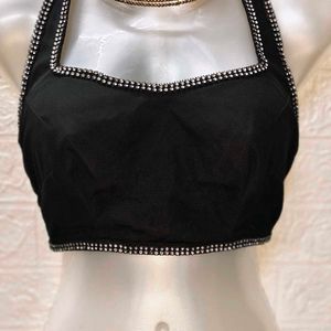 Backless Black Saree Top
