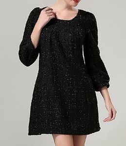 Chic Black Tweed Dress