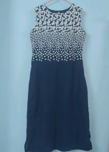 A Navy Blue Patterned Dress