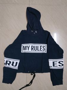 Blue Hoodie Crop Top