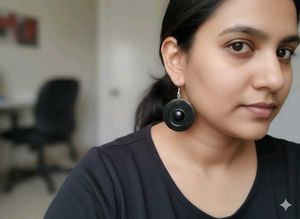 Black Circle Drop Earrings
