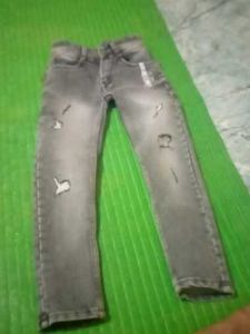 Gray Distressed Denim Jeans