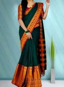 Elegant Green & Gold Saree + Blouse piece 🥳😍