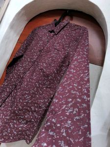 Patterned Burgundy Long-Sleeve Shirt