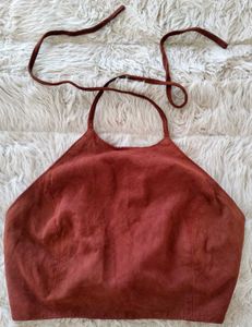 ✨Vintage Suede and Satin Halter Top✨