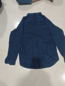 Navy Blue Patterned Casual Shirt