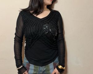 Black Sequin Top