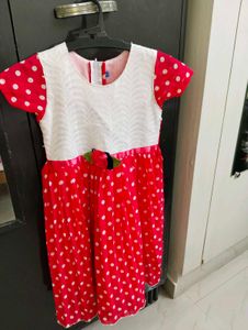 Pretty Frock-White Dots On Red Frock