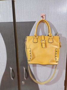 Yellow Snakeskin Satchel