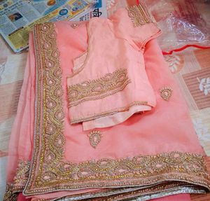 Saree Peach Colour