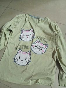 Cute Cat Print Long Sleeve Top