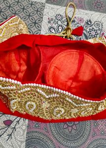 Hot Red Colour Saree With Blouse