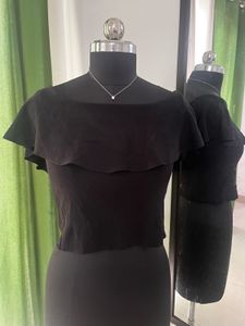 Zara Knit Black Offshoulder Top