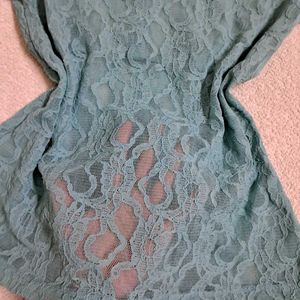 Y2k Vintage Sheer Fitted Lace Top