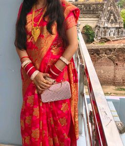 Elegant Pink organza Saree