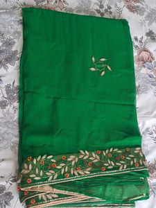 Green Embroidered Saree Gottapati heavy border