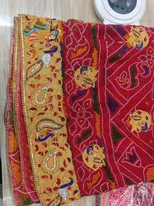 Madwadi Zari Work Red Georgette Chunri Duppata