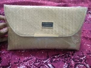 Woven Clutch with Gold Chain
