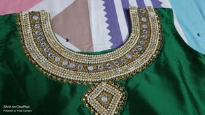 Long Green Heavy Work Kurta With Dupatta And Sleeves