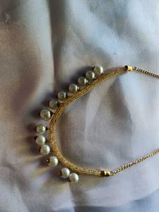 Gold Chain Pearl Necklace