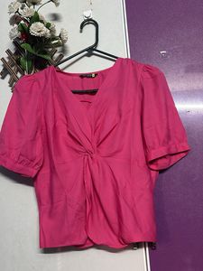 Stylish Pink Twist-Front Top