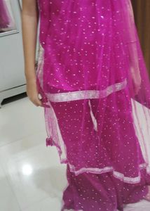 Pink Polka Dot Plazzo Kameez With Dupatta 👍