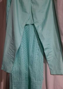Aqua Chikankari Kurti Set