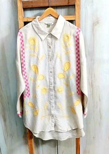 Embroidered Beige Shirt Size-54-Extra Large