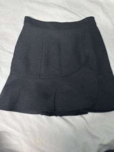 Black Mini Skirt with Ruffle Detail