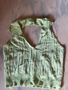 Green Knit Halter Top