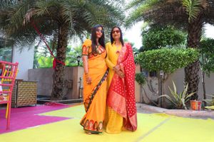 Anarkali yellow  Set with banarasi duppata