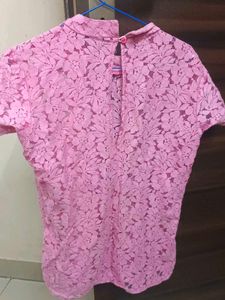 Pink Floral Lace Top