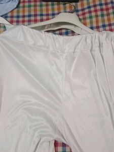 WHITE SATIN PLAZO