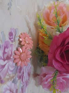 Pink Color Flower Earings