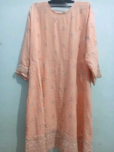 Peach Embroidered Kurti