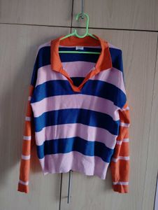 Striped Collared Sweater