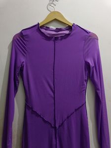 Purple Mesh Mini Dress