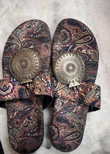 Paisley Print Embellished Flats