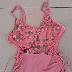 Pink Floral Mini Dress