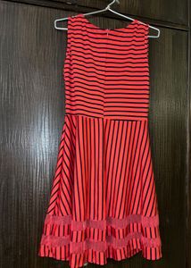 Coral &amp; Black Striped Dress