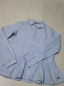 Park Avenue Light Blue Peplum Blouse