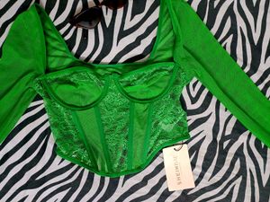 SheinBAE Green Corset Top