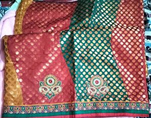 beautiful halfand half full orange saree