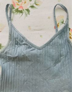 Blue Ribbed Tank Top