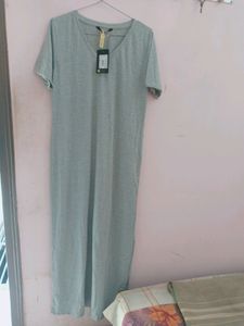 Rigo Slit Maxi Grey Dress