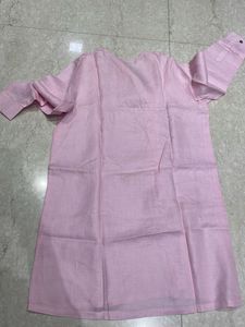 Pink Linen Button-Down Kurta