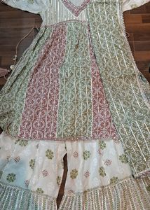 Elegant Designer Sharara Suit With Silver Work