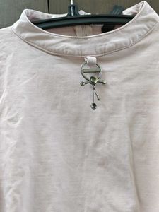 Elegant Blush Top with Lace Sleeves