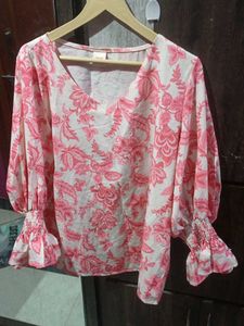 Printed Peplum Sleeves Top
