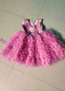 Pink Colour Children Net Frock